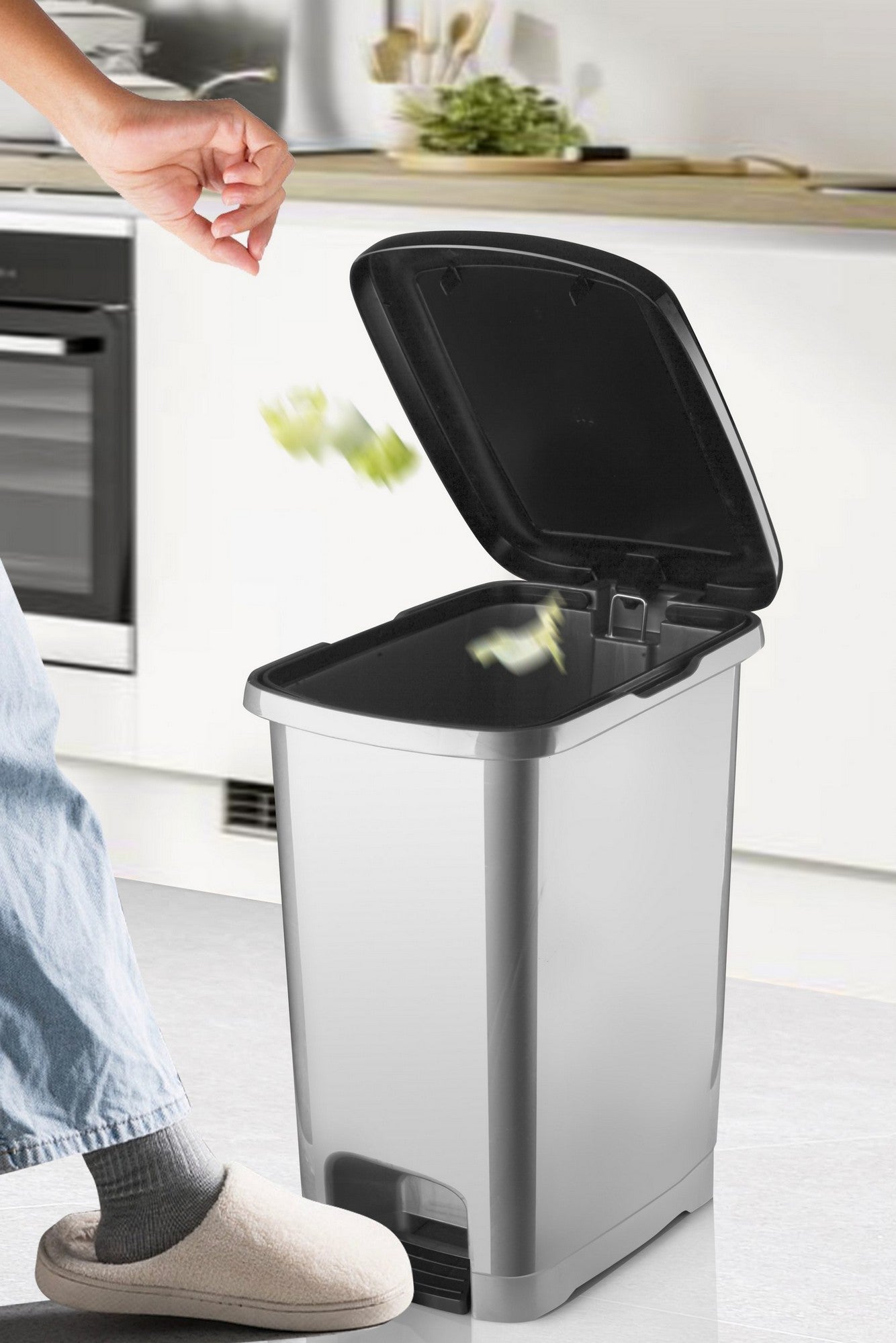 Lixeira 100% Plástico – 32 x 22 x 40 cm – Antracite