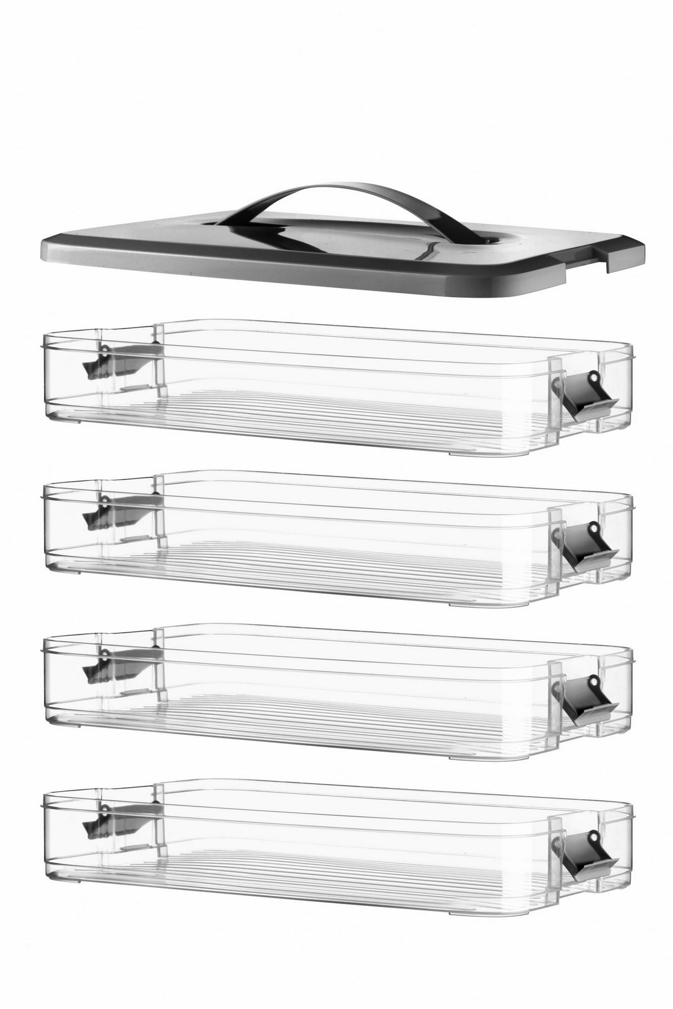 Conjunto de caixas de armazenamento – 30 x 21,5 x 5 cm – Preto – Plástico