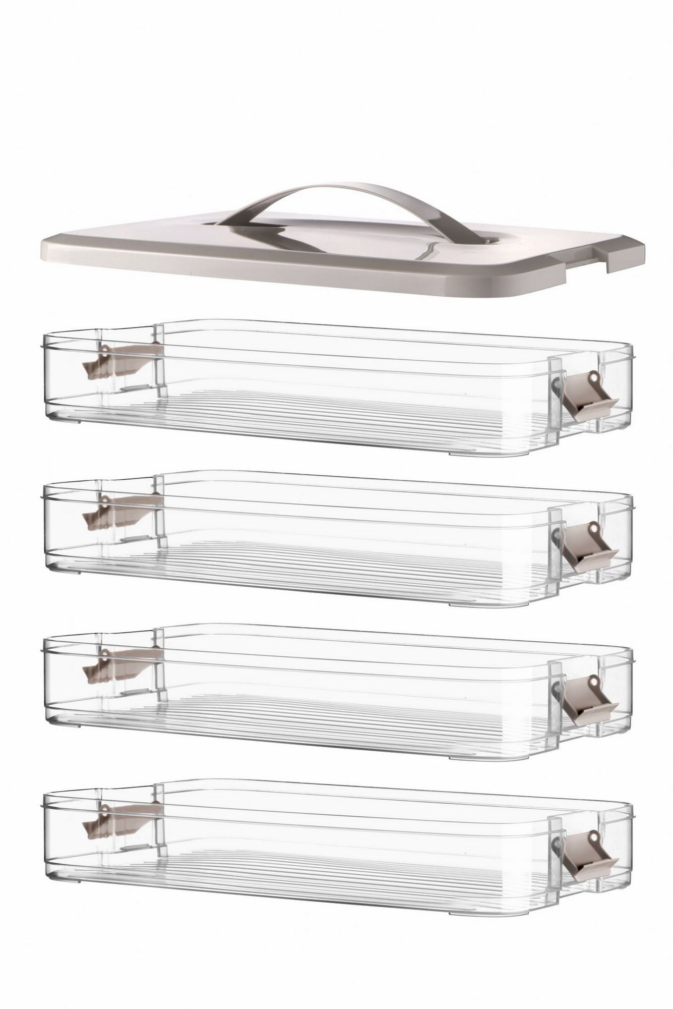 Conjunto de caixas de armazenamento – 30 x 21,5 x 5 polegadas – Cinza – Plástico