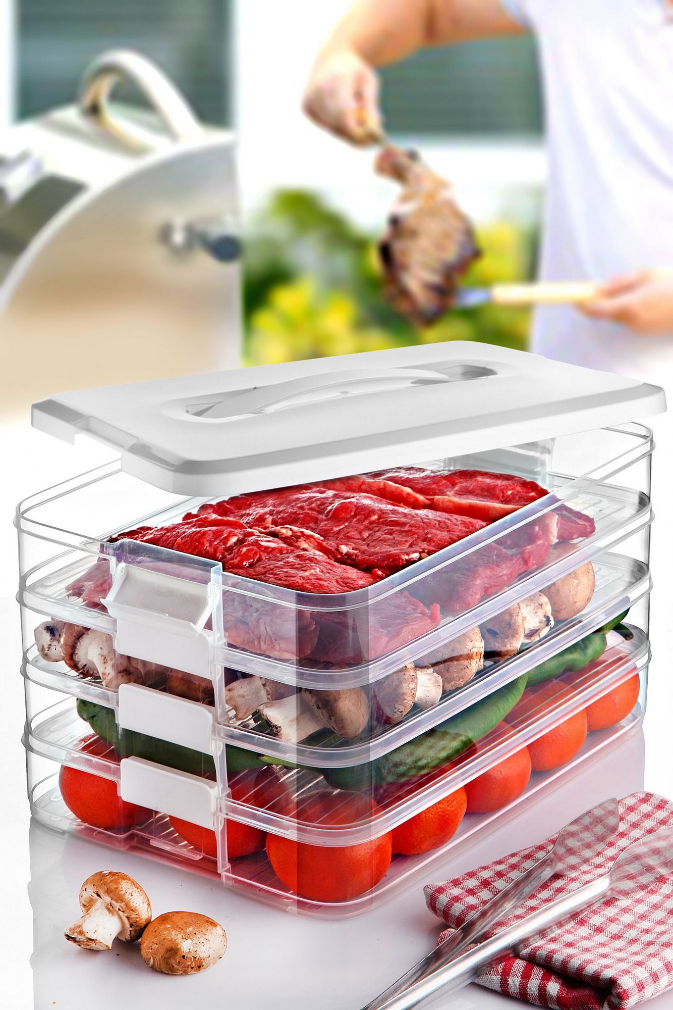 Conjunto de Caixas de Armazenamento – 30 x 21,5 x 5 cm – Branco – Plástico