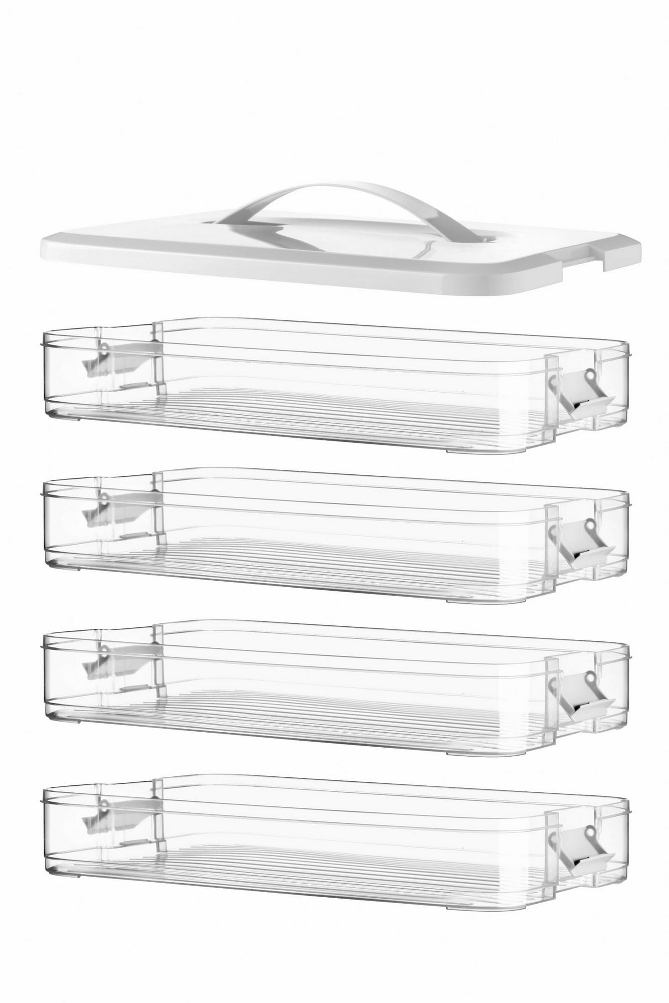 Conjunto de Caixas de Armazenamento – 30 x 21,5 x 5 cm – Branco – Plástico