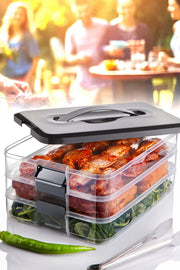 Conjunto de caixas de armazenamento – 30 x 21,5 x 5 cm – Preto – Plástico