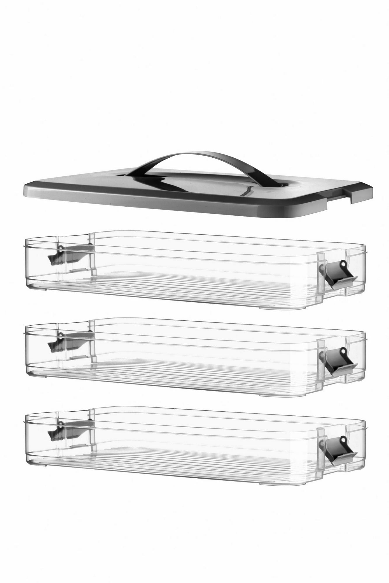 Conjunto de caixas de armazenamento – 30 x 21,5 x 5 cm – Preto – Plástico