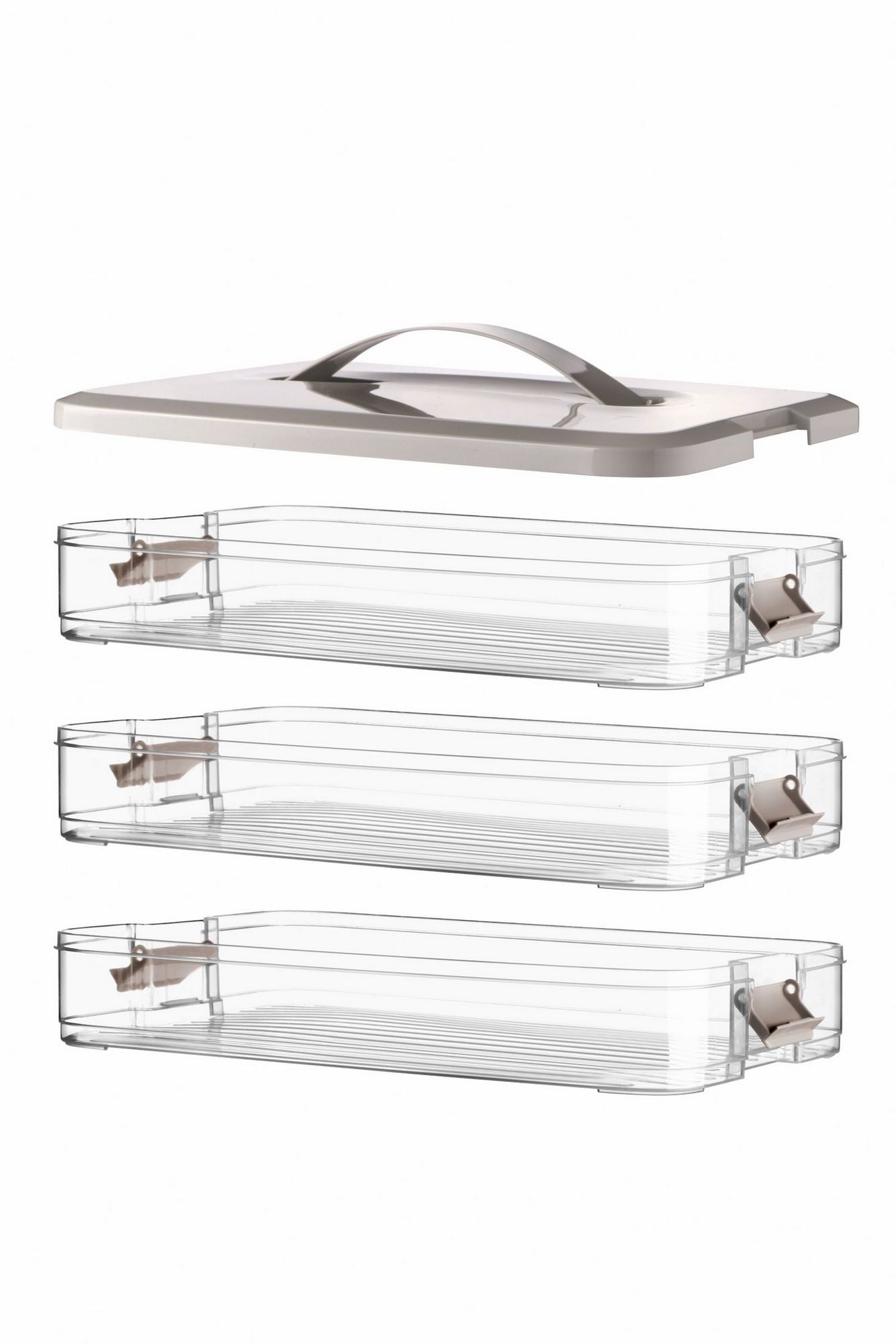 Conjunto de caixas de armazenamento – 30 x 21,5 x 5 cm – Cinza – Plástico