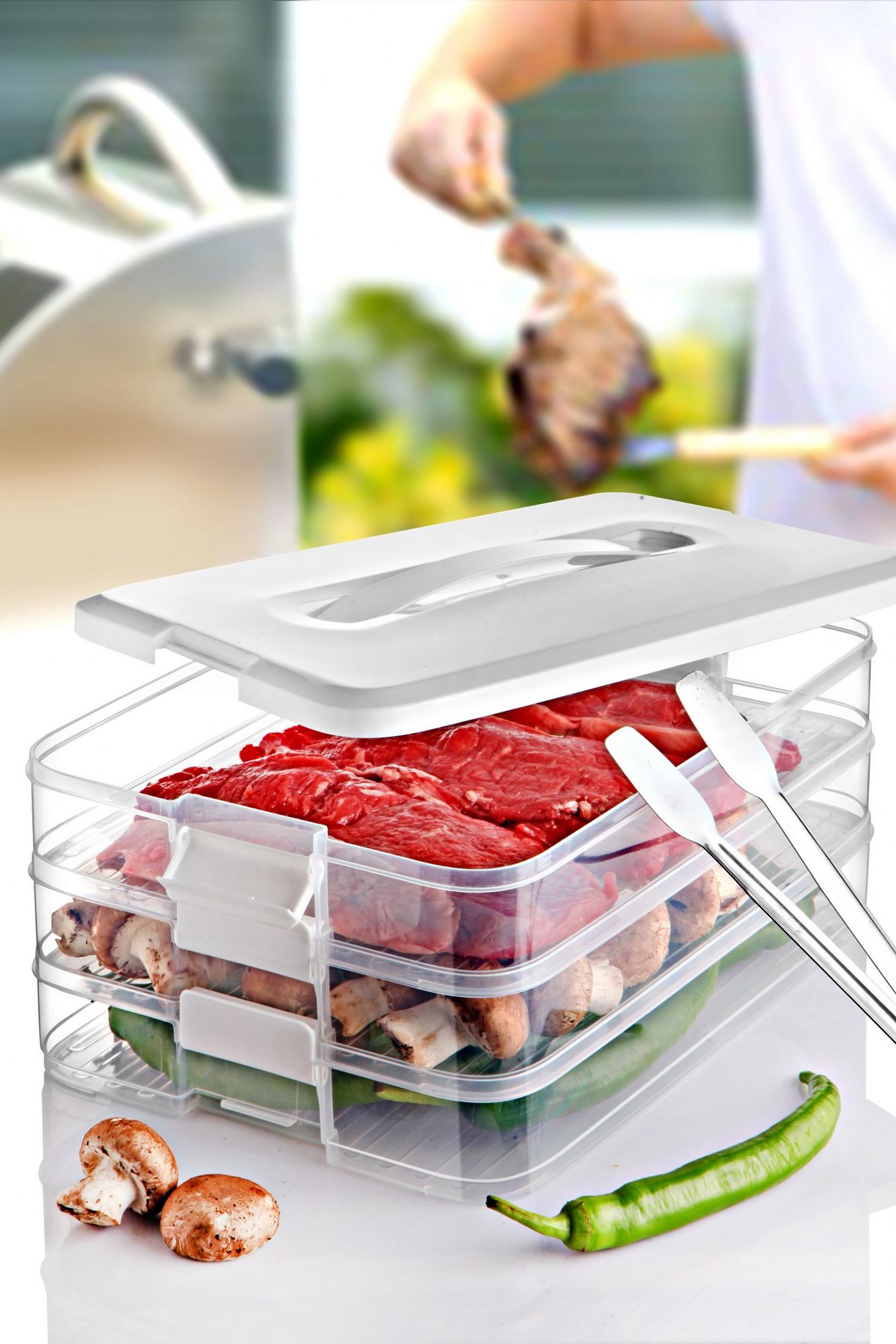 Conjunto de Caixas de Armazenamento (3 peças) – 30 x 21,5 x 15 cm – Branco – Plástico