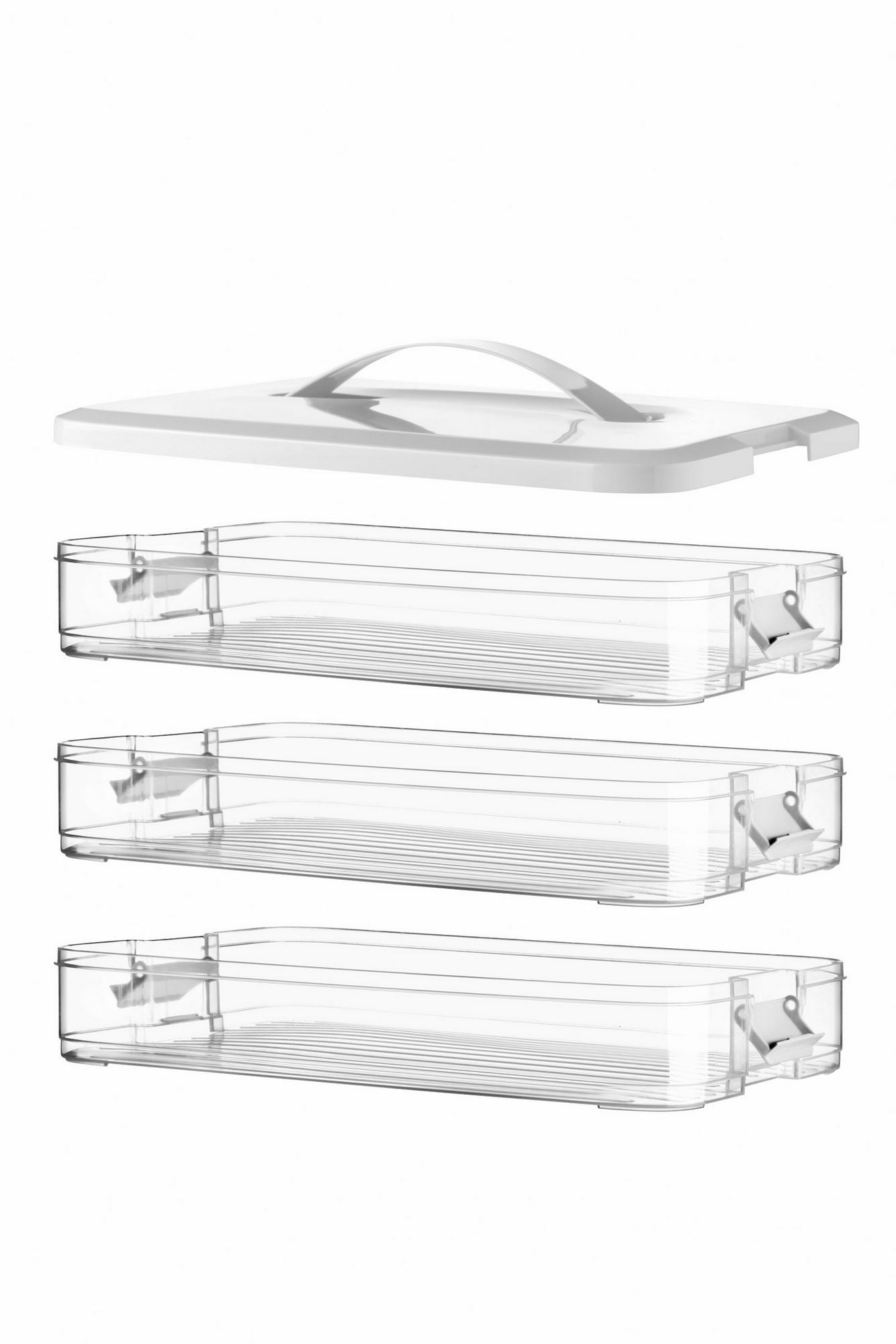 Conjunto de Caixas de Armazenamento (3 peças) – 30 x 21,5 x 15 cm – Branco – Plástico