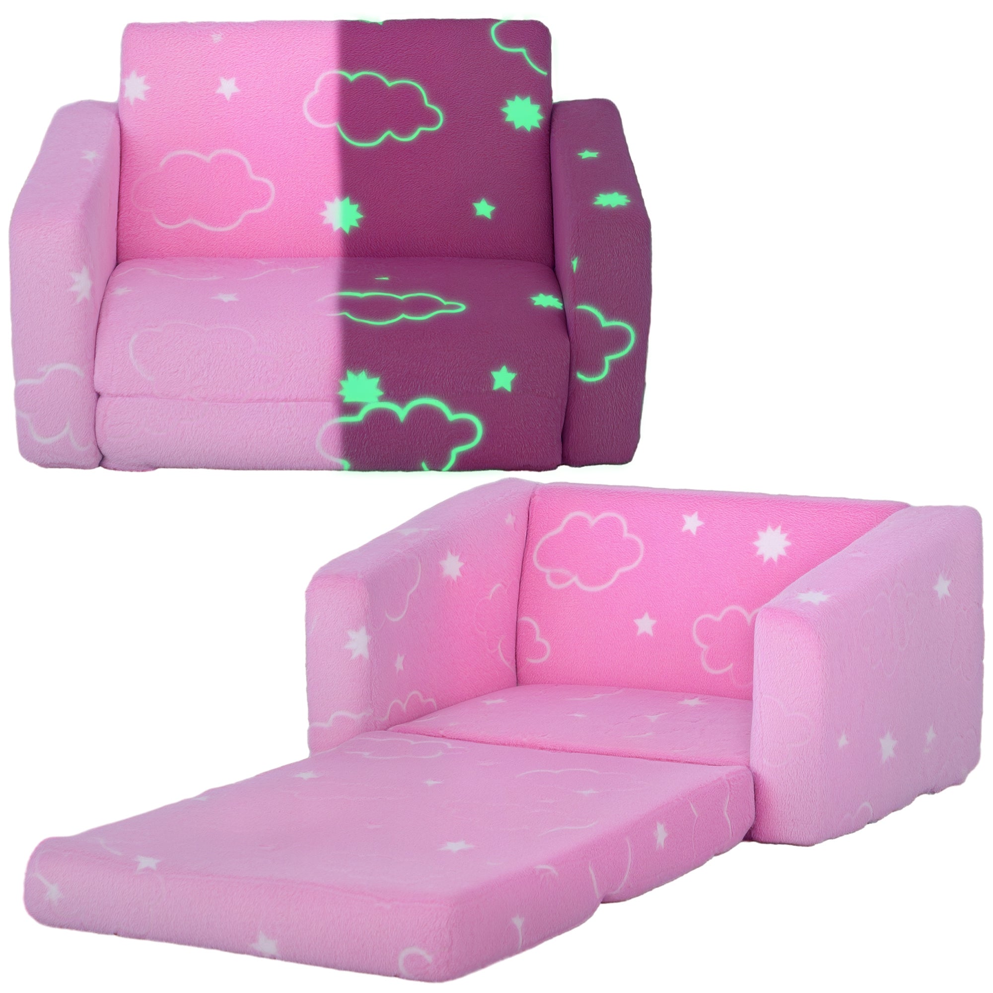 Poltrona Infantil Dobrável Reclinável Rosa 59x105x30,5 cm