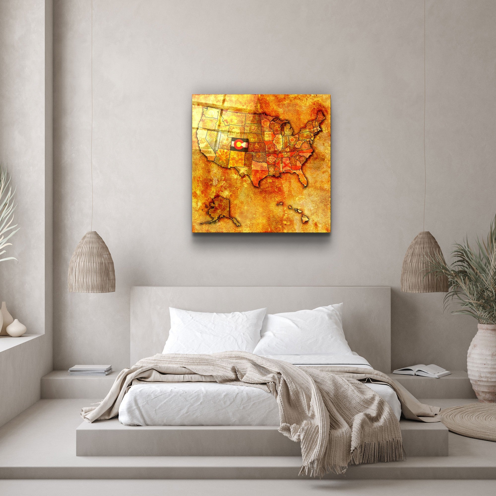 Arte Decorativa em Vidro Temperado Multicolor 80x80cm - Impressão UV de Alta Qualidade