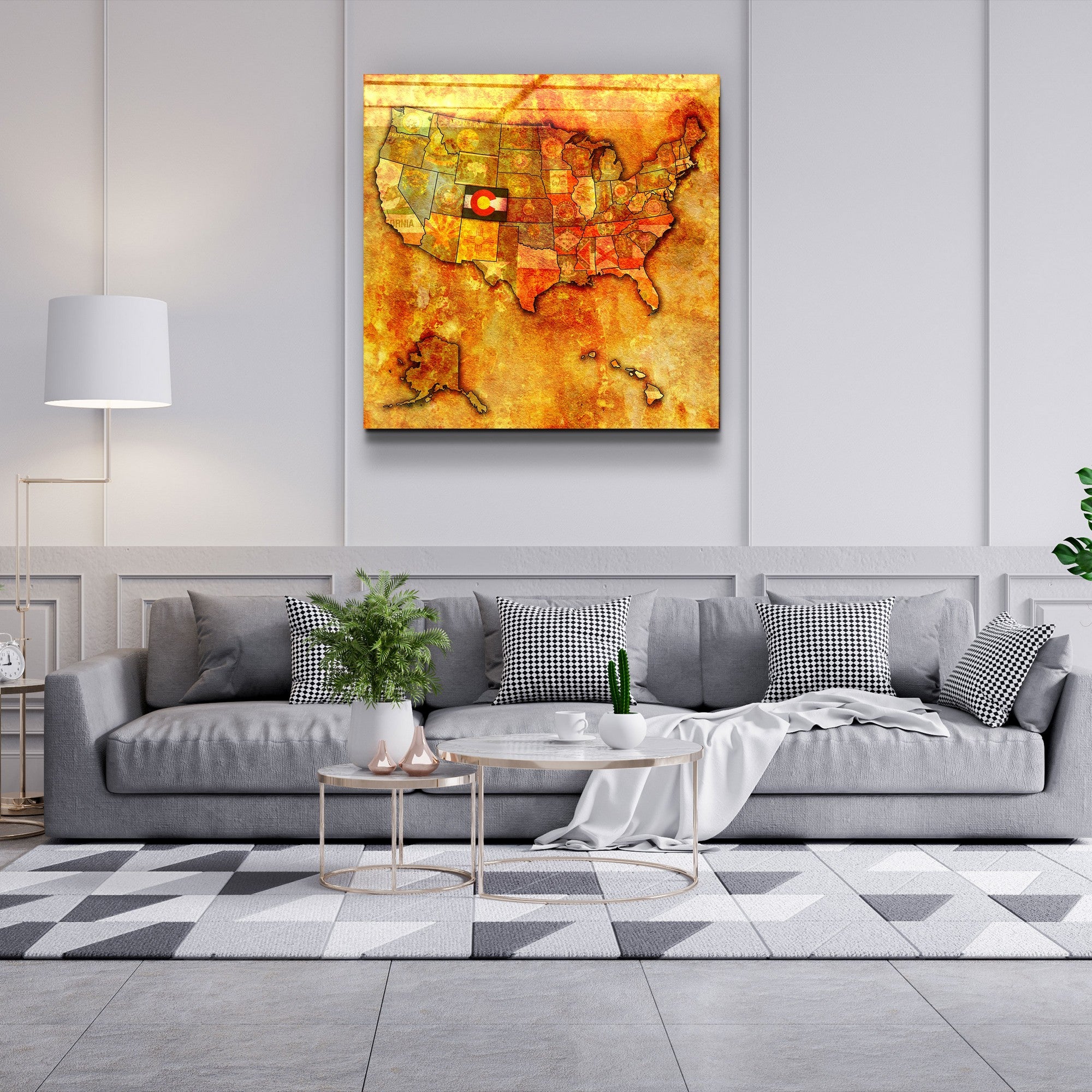 Arte Decorativa em Vidro Temperado Multicolor 80x80cm - Impressão UV de Alta Qualidade