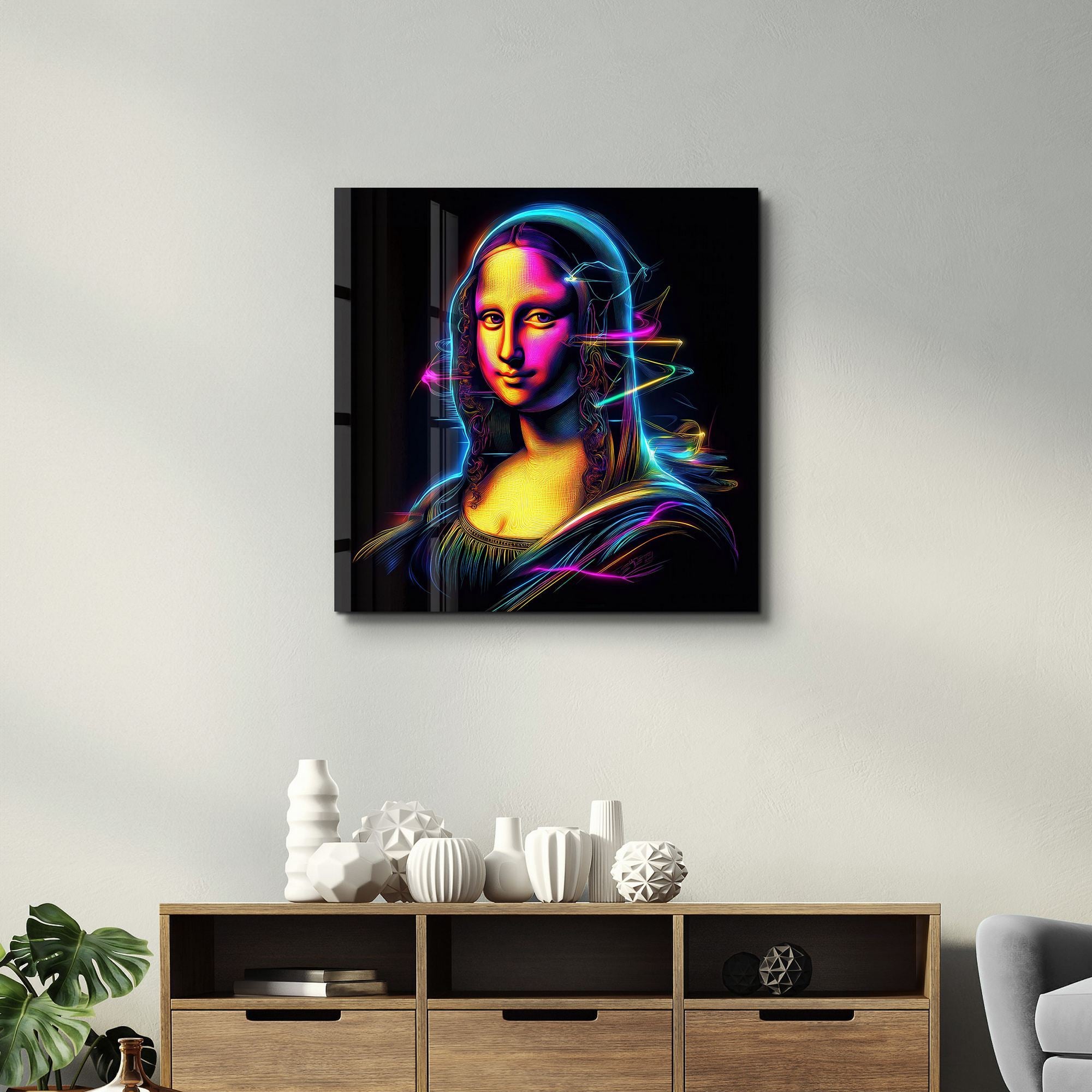 Quadro Decorativo em Vidro Temperado SPK-3002, 40 x 40 cm, Multicolor, Impressão UV, 4 mm