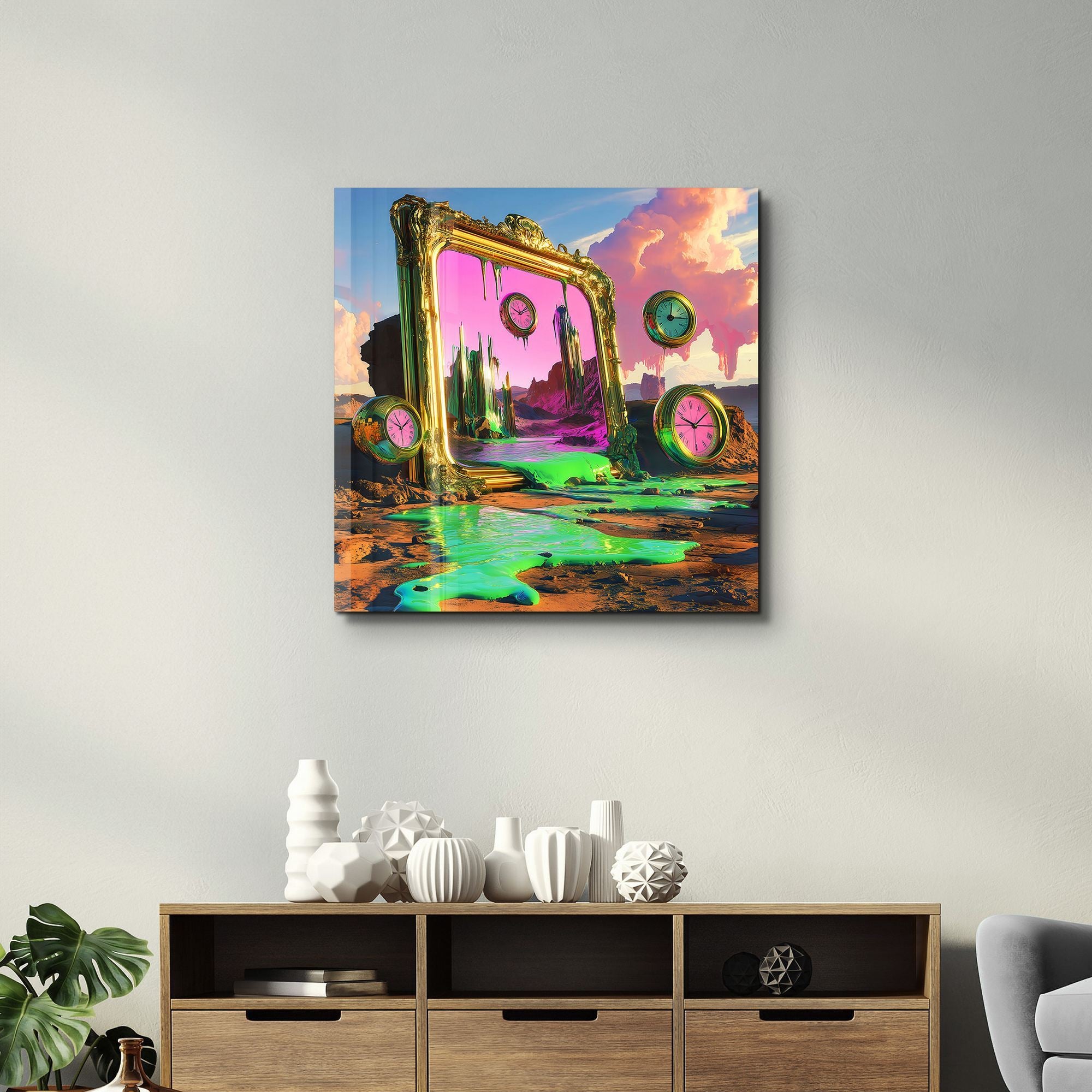 SPK-3003 Quadro em Vidro Temperado 40x40 cm Multicolor | Impressão UV | 4 mm