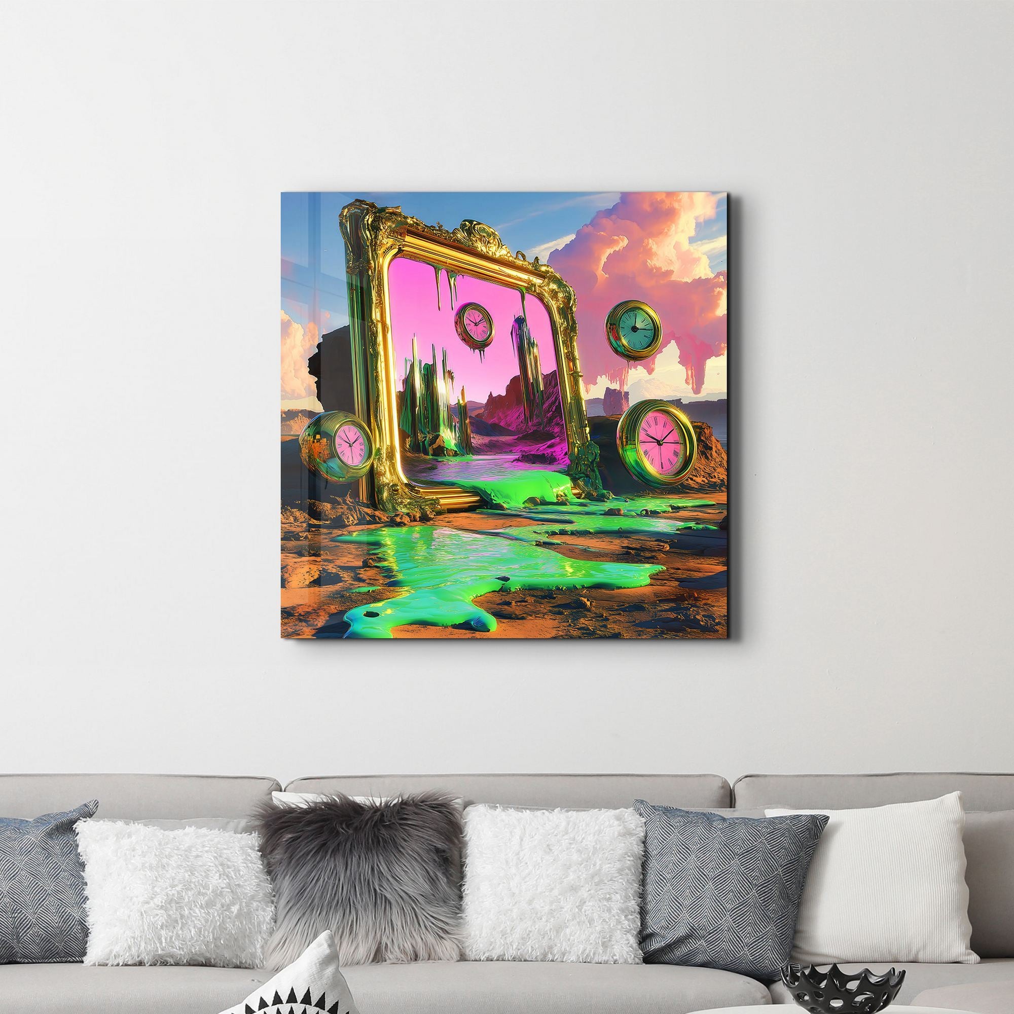 SPK-3003 Quadro em Vidro Temperado 40x40 cm Multicolor | Impressão UV | 4 mm