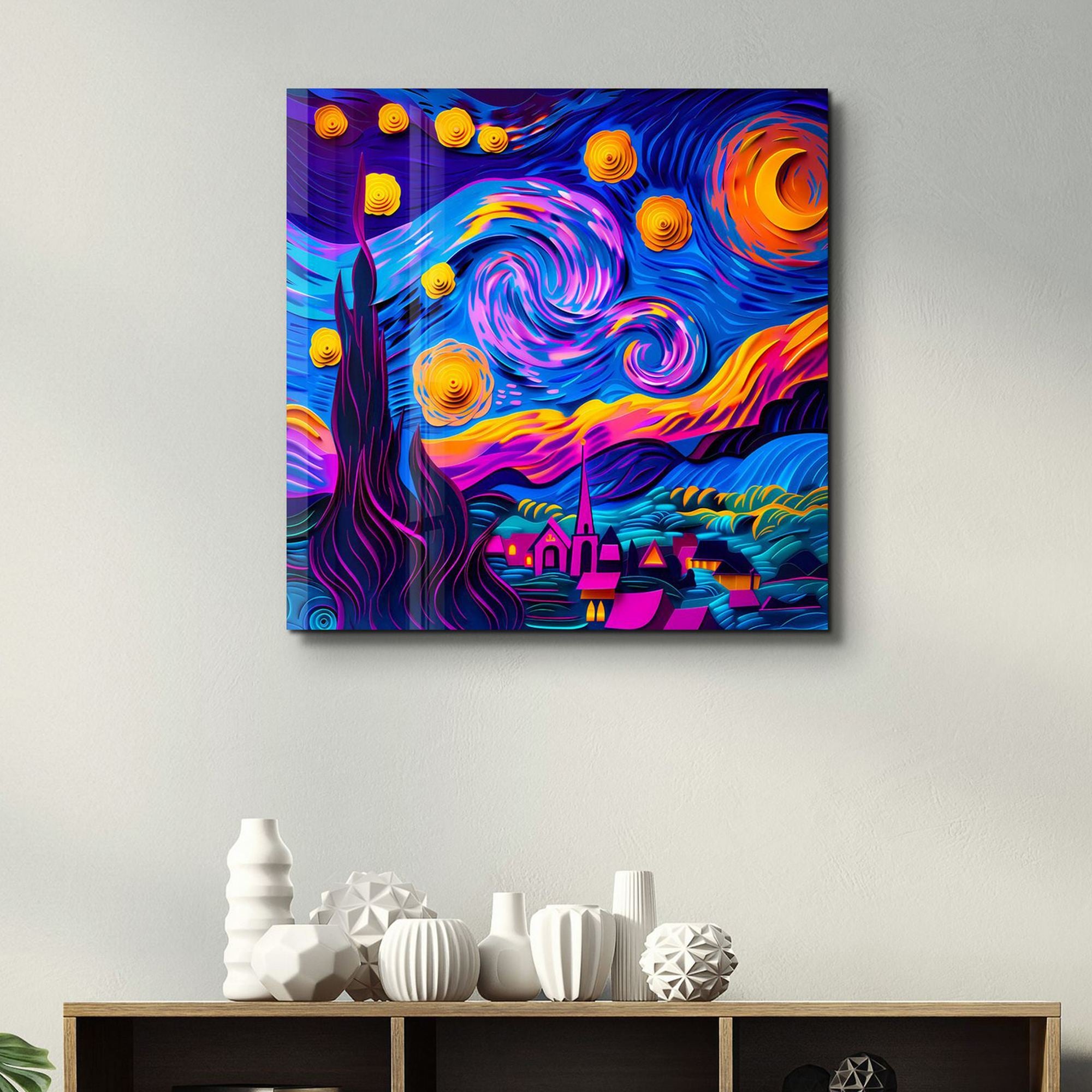 Quadro Decorativo em Vidro Temperado 40 x 40 cm Multicolor SPK-3006 (Impressão UV, 4 mm)