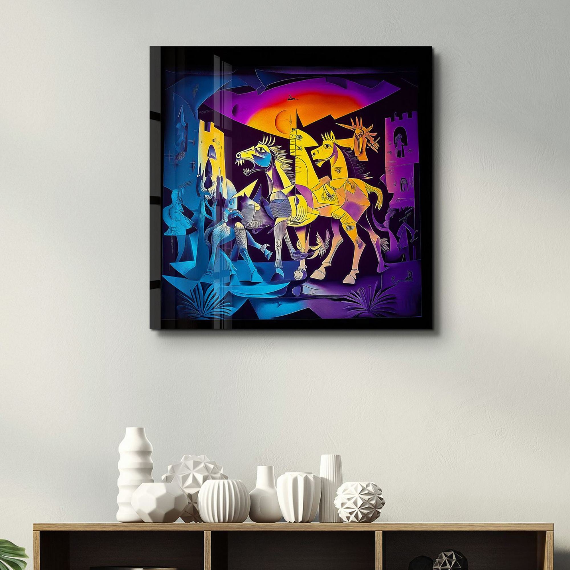 Quadro Decorativo em Vidro Temperado 40x40 cm Multicolor com Impressão UV – SPK-3007