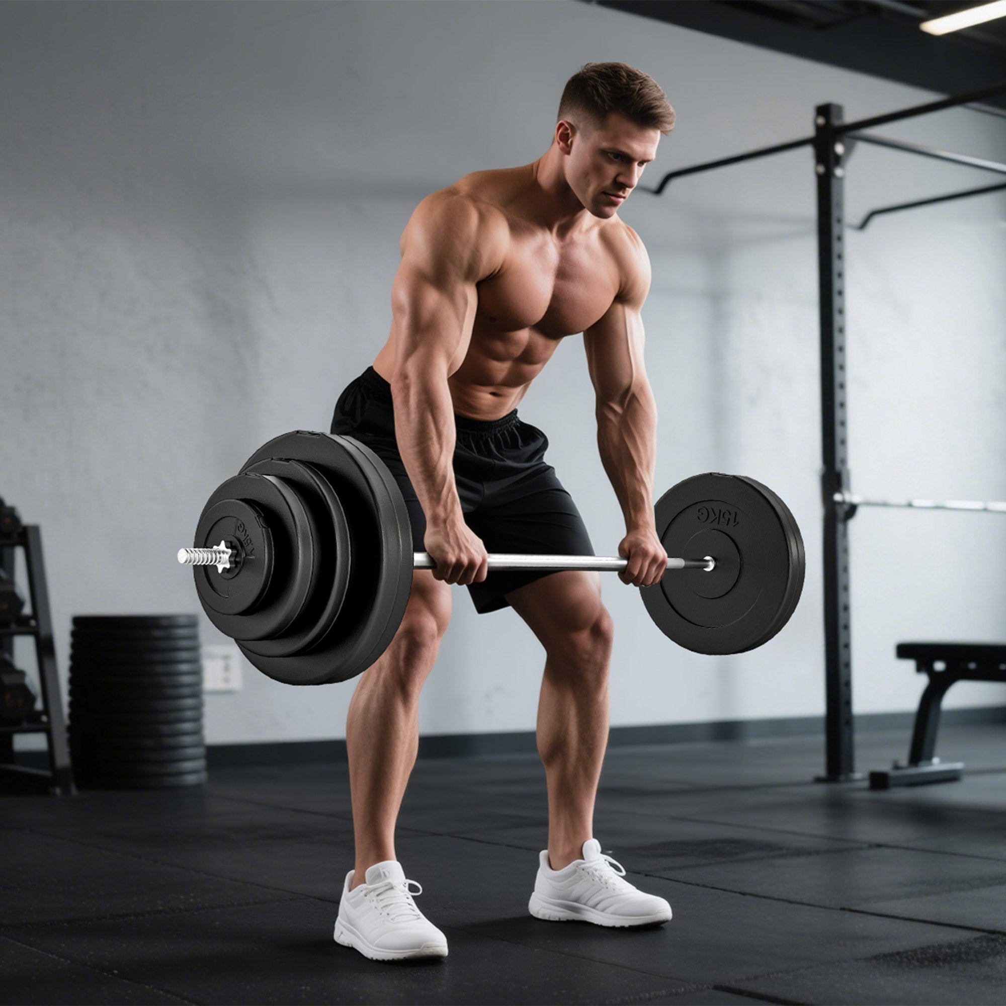 Conjunto de Pesos Ajustáveis 70 kg em Preto 170x40,5x40,5 cm