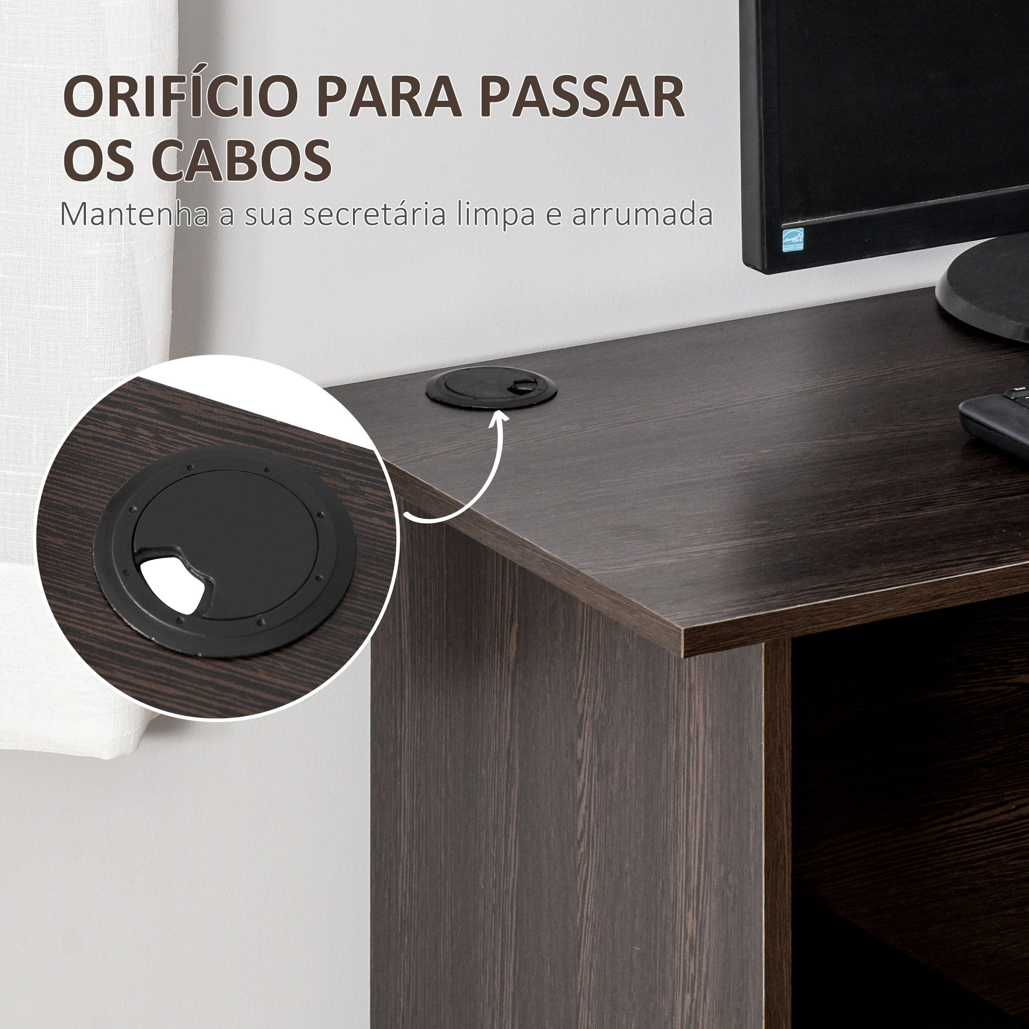 Secretária de Canto em Forma de L 136x130x72 cm - Marrom Escuro