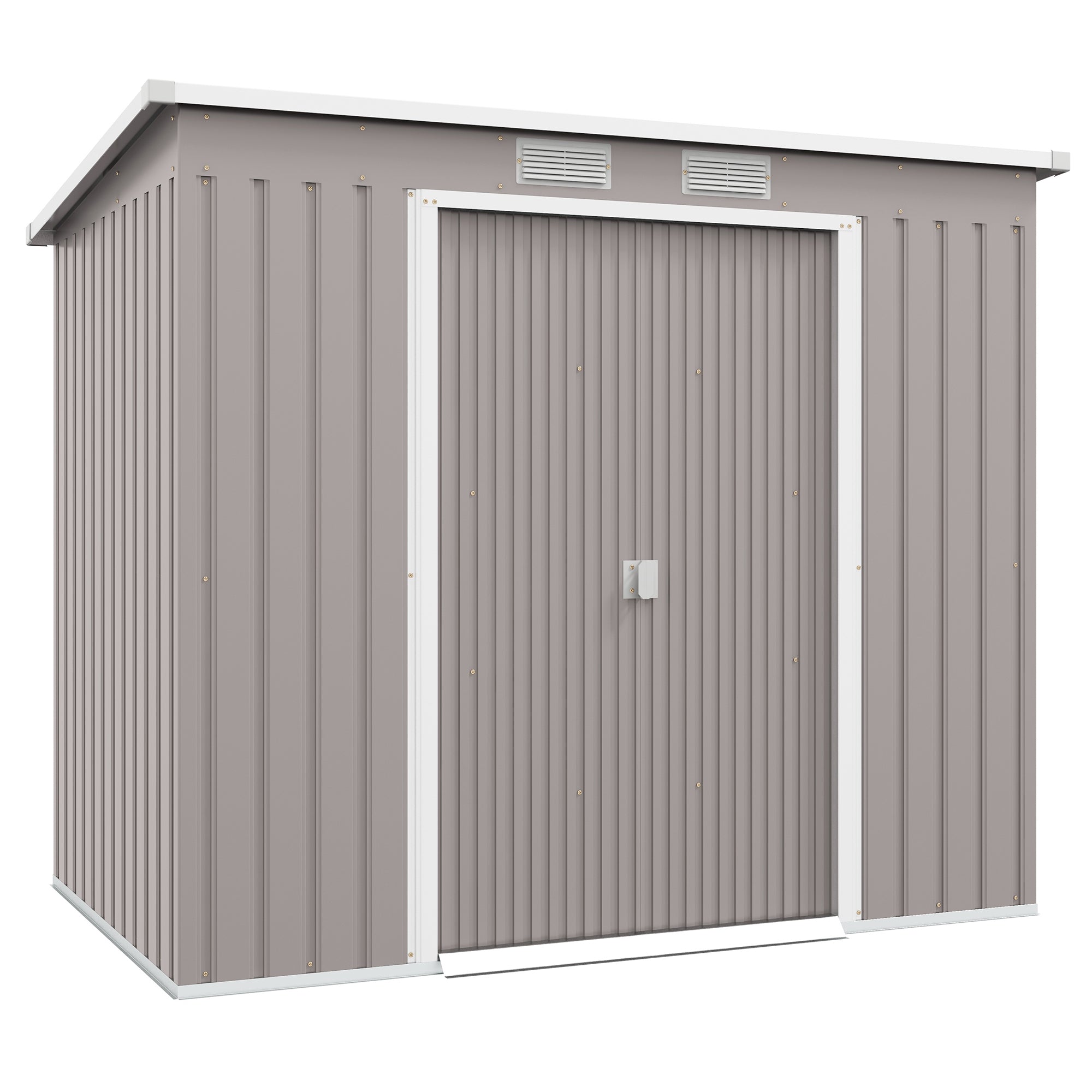Abrigo de Jardim 213x130x172 cm Cinza Claro em Aço Galvanizado