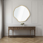 Espelho Decorativo-Bowed-Ouro