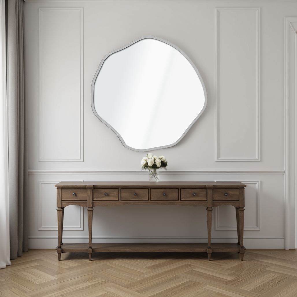 Espelho Decorativo-Bowed-Prata