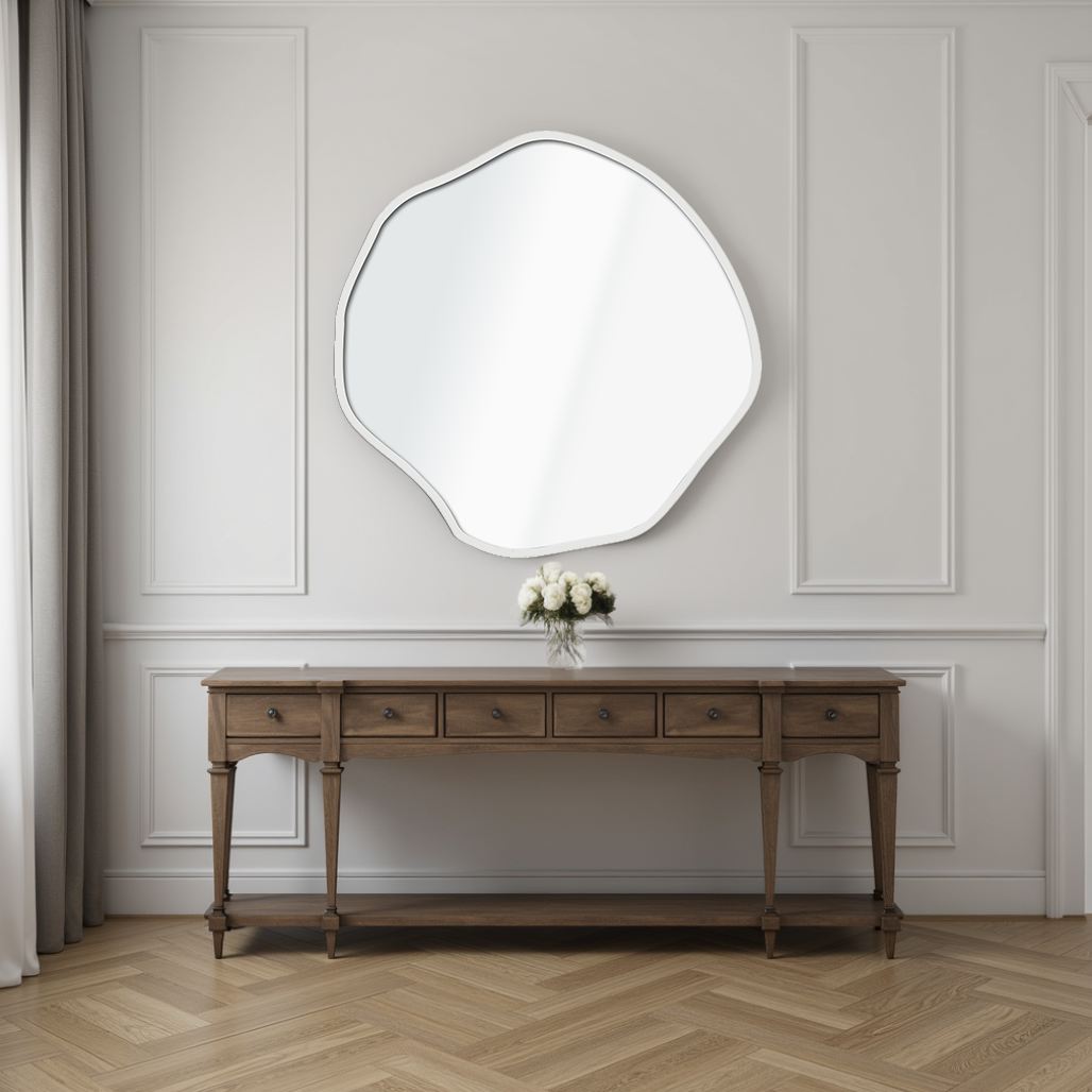 Espelho Decorativo-Bowed-Branco