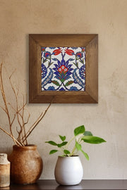 Quadro Decorativo Artvessakaro1 em Cerâmica com Moldura de Madeira, Multicolor, 15,5 x 15,5 cm