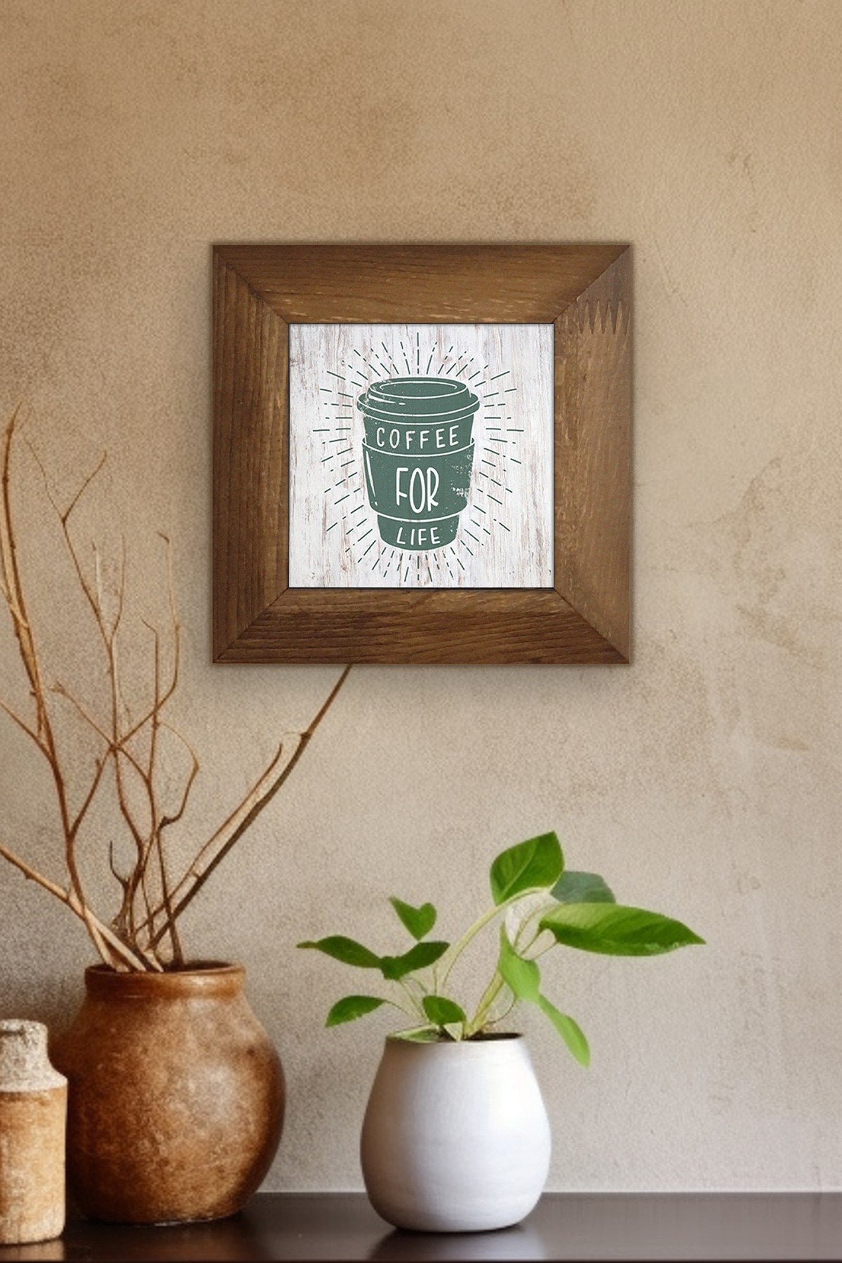 Quadro Decorativo Artvessakaro13 em Cerâmica com Moldura de Madeira 15,5x15,5 cm — Multicolor (Impressão UV)