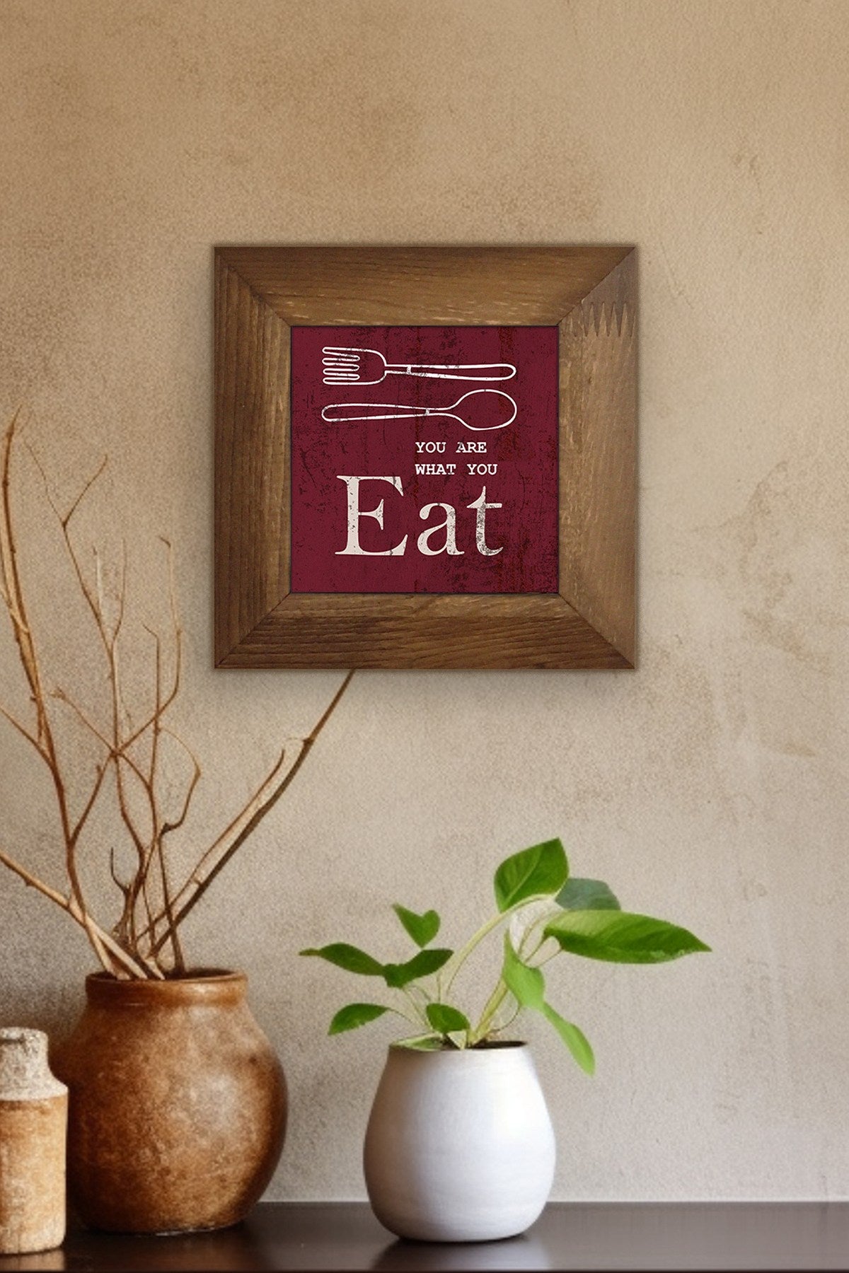 Quadro Decorativo Artvessakaro16 – Multicolor, Cerâmica 100%, Impressão UV, Moldura de Madeira 2,5 cm, 15,5 x 15,5 cm