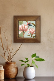 Quadro Decorativo em Cerâmica com Moldura de Madeira 15,5 x 15,5 cm – Artvessakaro18, Multicolor (Impressão UV)