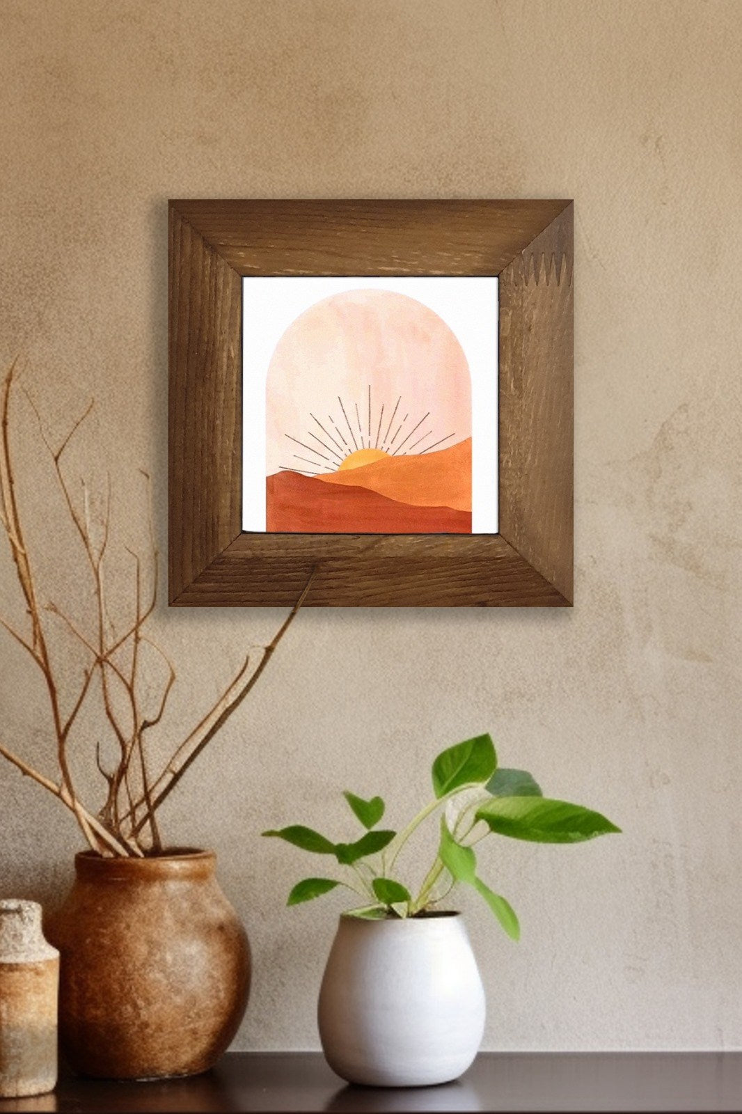 Quadro Decorativo Multicolor Artvessakaro2 em Cerâmica, Impressão UV, Moldura de Madeira 2,5 cm – 15,5 x 15,5 cm