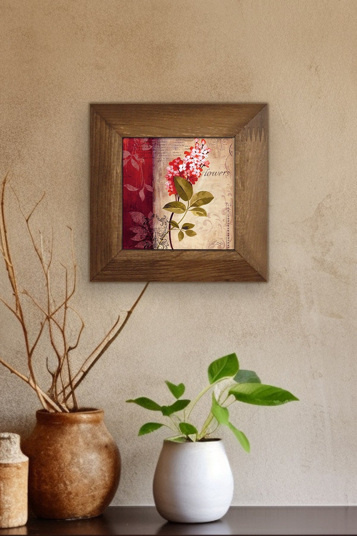 Artvessakaro21 Quadro Decorativo Multicolor com Moldura de Madeira 15,5x15,5 cm (Impressão UV, Cerâmica)