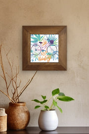 Quadro Decorativo Artvessakaro24 – Multicolor, Cerâmica 100%, Moldura Madeira 2,5 cm, Impressão UV, 15,5 x 15,5 cm