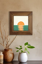 Quadro Decorativo Artvessakaro3 Multicolor em Cerâmica com Moldura de Madeira (Impressão UV) 15,5 x 15,5 cm