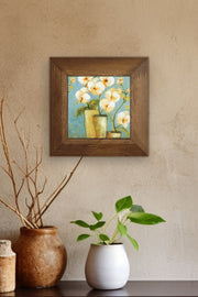 Quadro Decorativo Moldurado Multicolor 15,5 x 15,5 cm – Cerâmica 100% com Moldura de Madeira (2,5 cm), Impressão UV