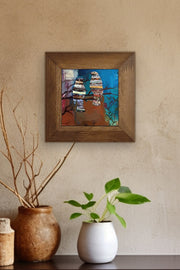 Quadro Decorativo Moldurado Multicolor em Cerâmica – Artvessakaro34 (15,5 x 15,5 cm, Moldura Madeira 2,5 cm, Impressão UV)