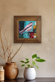 Quadro Decorativo Moldurado Multicor 15,5 x 15,5 cm | Cerâmica 100% + Moldura de Madeira 2,5 cm | Impressão UV | Artvessakaro35