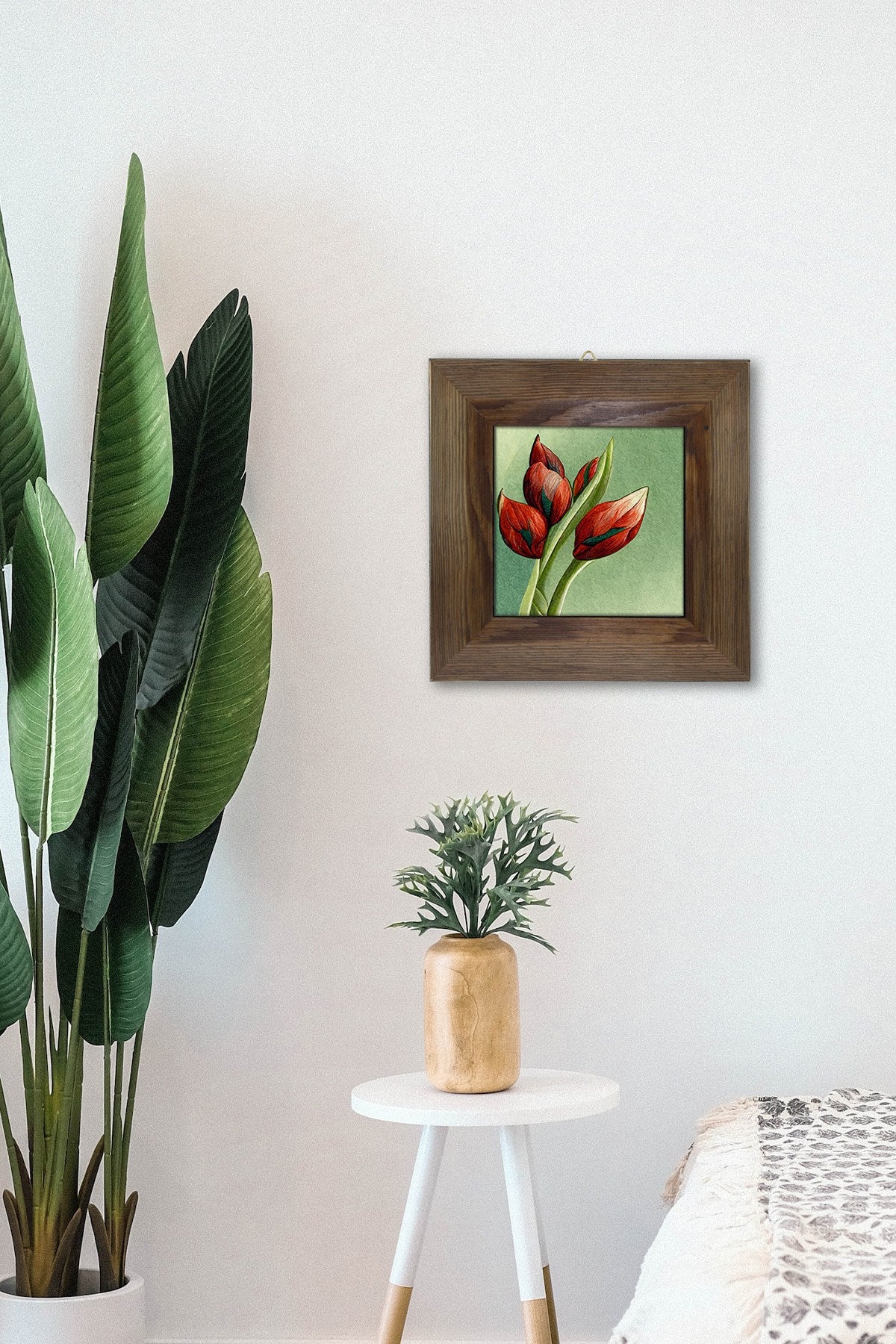 Artvessakaro37 – Quadro Decorativo em Cerâmica com Moldura de Madeira (2,5 cm), Impressão UV, Multicolor, 15,5 x 15,5 cm