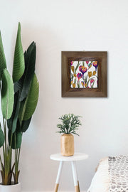 Quadro Decorativo Moldurado Multicolor em Cerâmica com Impressão UV – Moldura de Madeira 15,5 x 15,5 cm