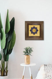 Quadro Decorativo Moldurado Artvessakaro45, Multicolor, Cerâmica, Moldura de Madeira 2,5 cm, Impressão UV, 15,5 x 15,5 cm