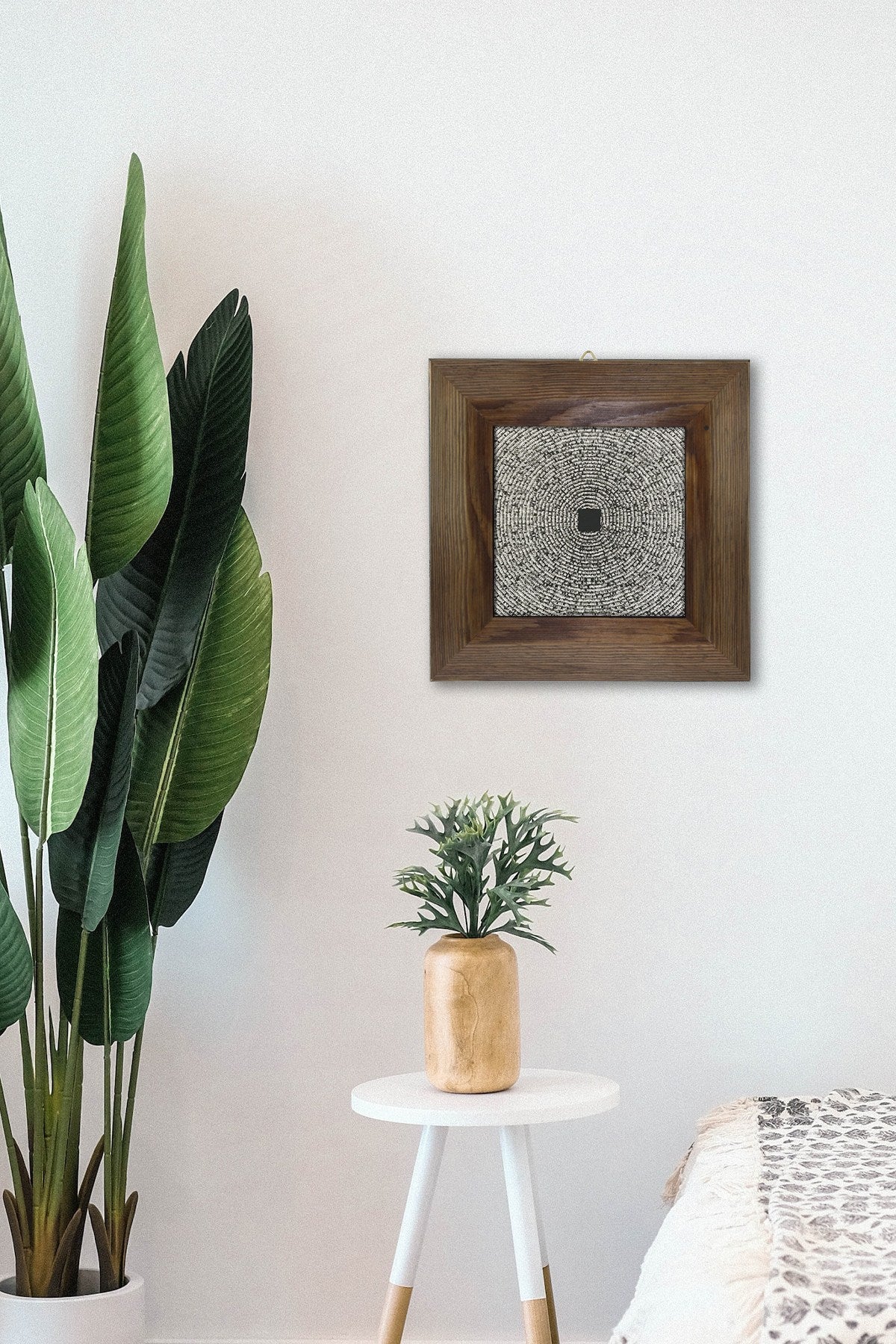 Quadro Decorativo em Cerâmica com Moldura de Madeira (2,5 cm), Multicolor, 15,5 x 15,5 cm – Impressão UV