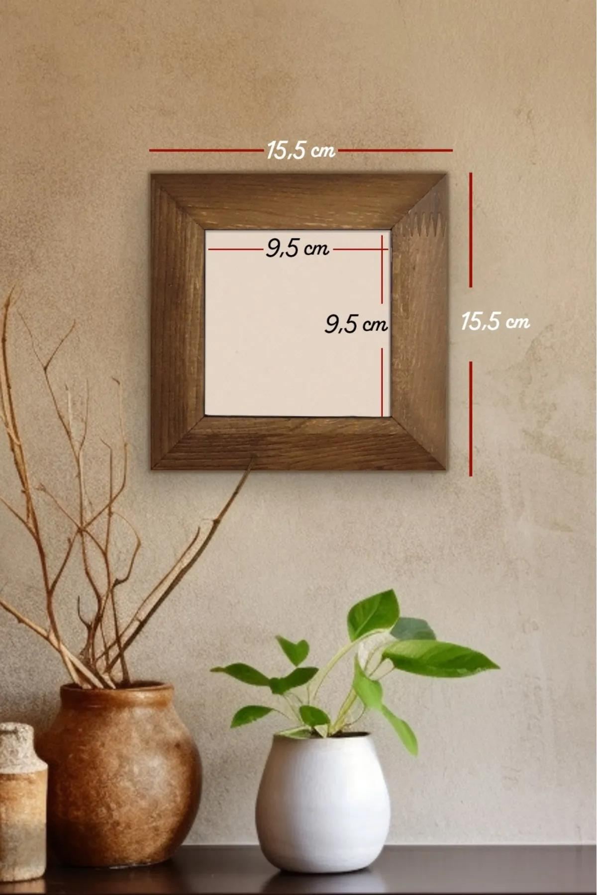 Quadro Decorativo Moldurado Artvessakaro50 Multicolor em Cerâmica — Moldura de Madeira 2,5 cm, Impressão UV, 15,5 x 15,5 cm