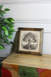 Quadro Decorativo em Pedra com Moldura de Madeira, Multicolor, 15,5 x 15,5 cm – Impressão UV