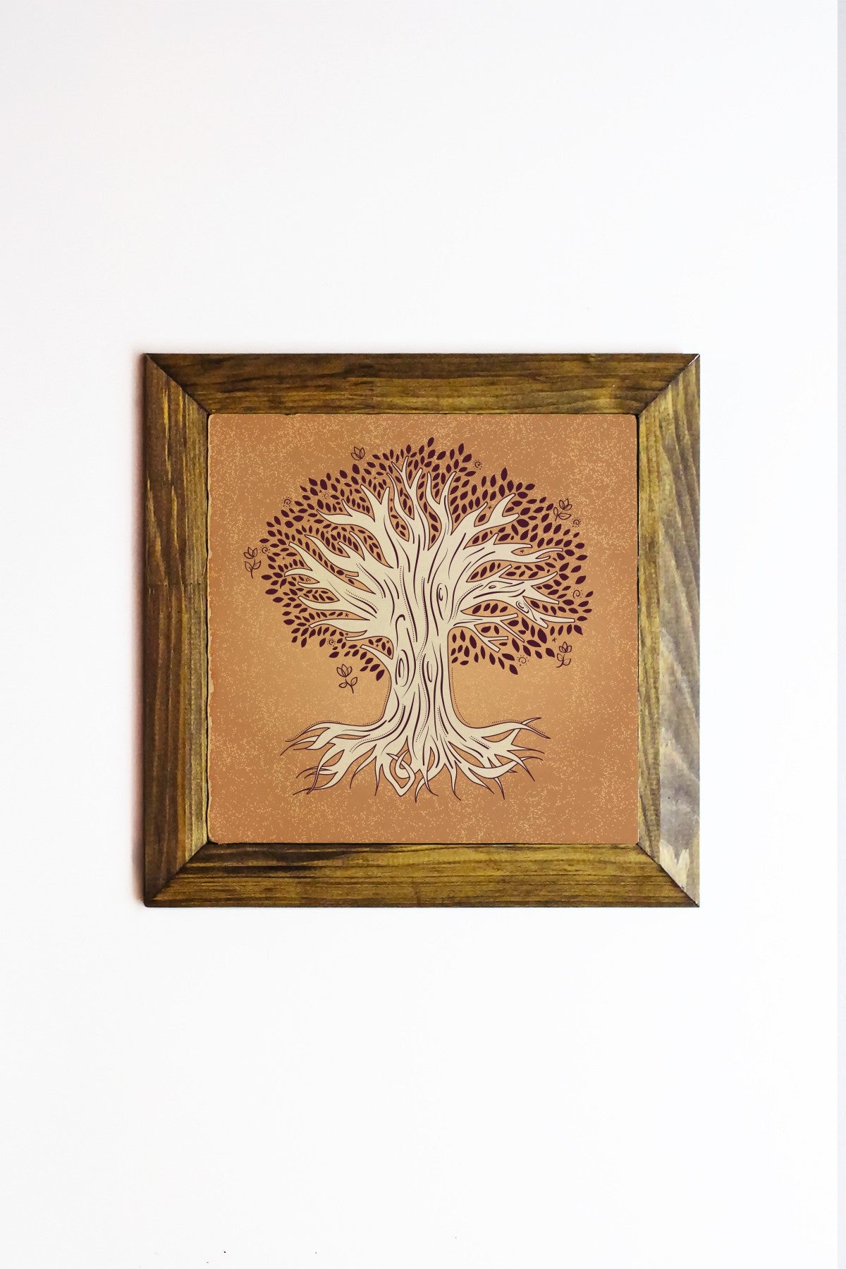 Quadro Decorativo Multicolor em Pedra 100% com Moldura de Madeira (2,5 cm) – Ersytastablo3 - 16, Impressão UV, 15,5 x 15,5 cm