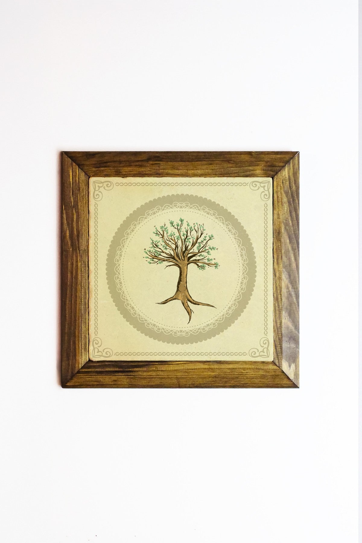 Quadro Decorativo Ersytastablo5 - 16 Multicolor em Pedra com Moldura de Madeira 15,5x15,5 cm – Impressão UV