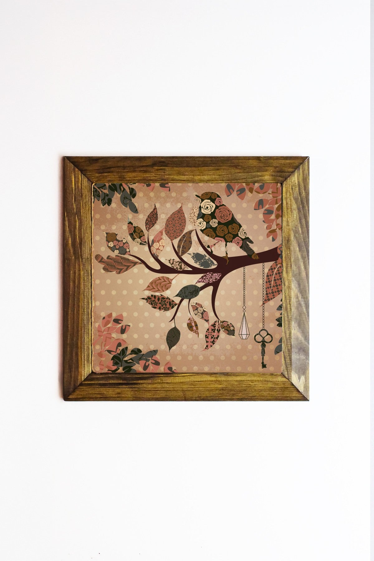 Quadro Decorativo Multicolor em Pedra 100% com Moldura de Madeira 100% (2,5 cm), 15,5 x 15,5 cm, Impressão UV