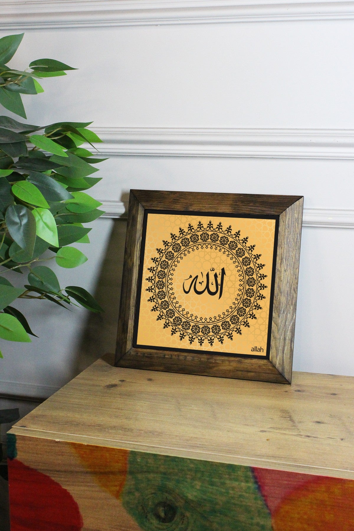 Ersytastablo9 - 16 Quadro Decorativo com Moldura Multicolor em Pedra 100% com Impressão UV, Moldura de Madeira 2,5 cm, 15,5 x 15,5 cm