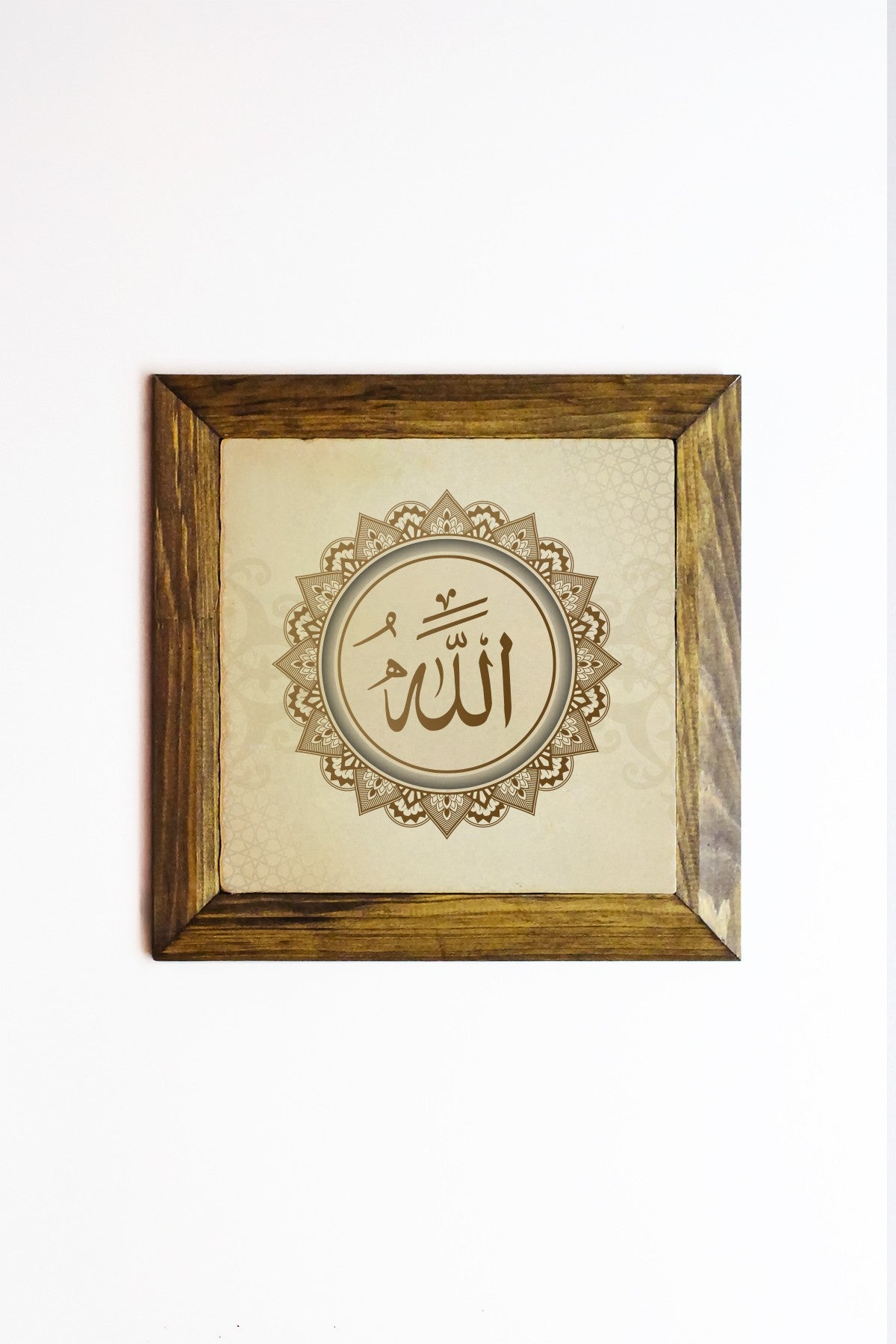 Quadro Decorativo Ersytastablo12-16 Multicolor em Pedra com Moldura de Madeira 2,5 cm, Impressão UV, 15,5 x 15,5 cm