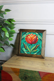 Quadro Decorativo Multicolor Ersytastablo13 26x26 cm – Pedra 100%, Moldura de Madeira (2,5 cm), Impressão UV