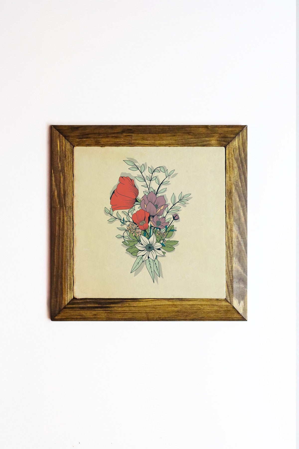 Quadro Decorativo em Pedra com Moldura de Madeira 2,5 cm, Multicolor, 15,5 x 15,5 cm (UV Printing) – Ersytastablo18-16