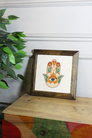 Quadro Decorativo Moldurado Multicolor Ersytastablo19 - 26, Pedra 100%, Moldura em Madeira 2,5 cm, Impressão UV, 26x26 cm