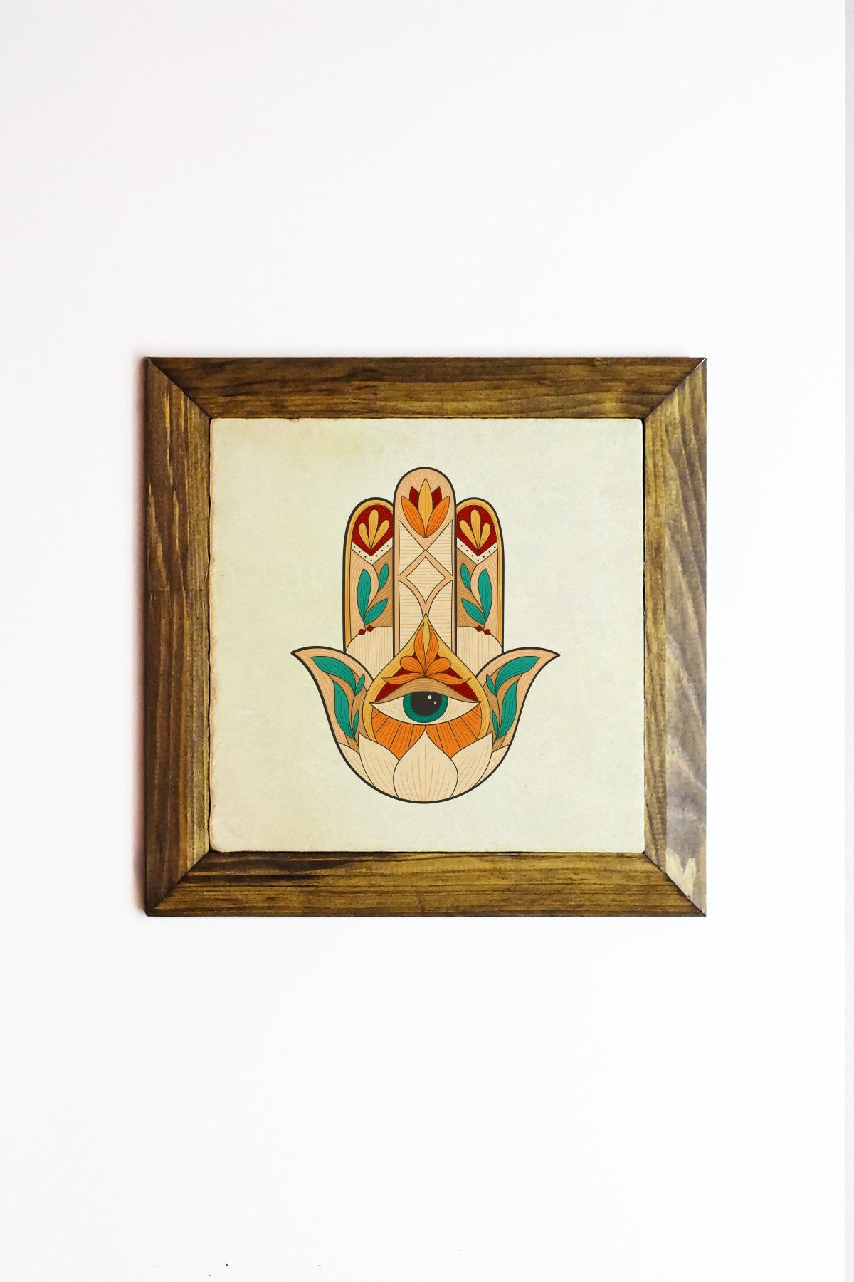 Quadro Decorativo Moldurado Multicolor Ersytastablo19 - 26, Pedra 100%, Moldura em Madeira 2,5 cm, Impressão UV, 26x26 cm